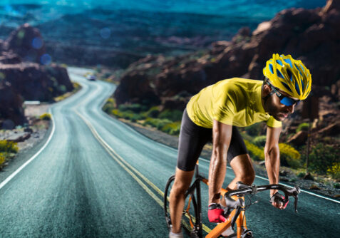 Professionnel, Route, Vélo, Coureur, En, Action